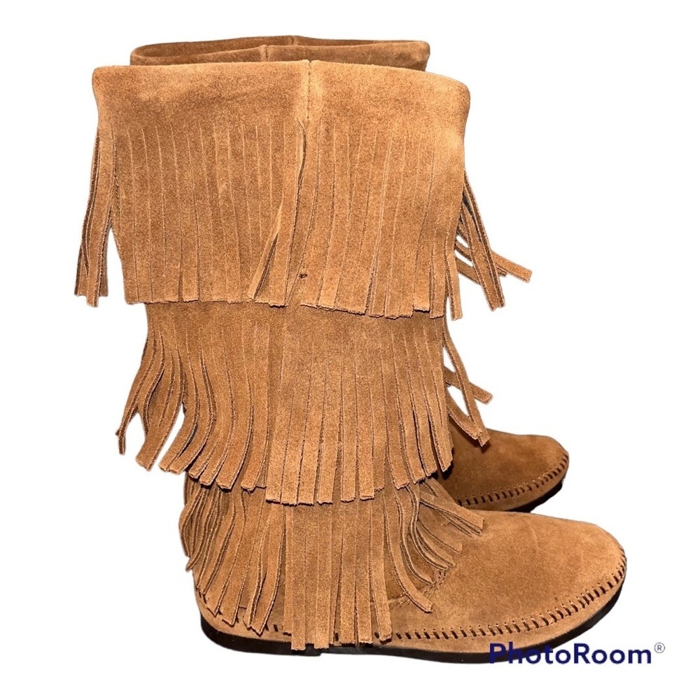 Minnetonka Suede 3 Layer Fringe Boots - image 5